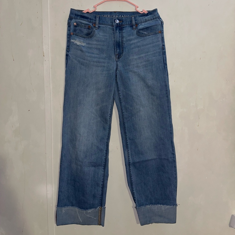AE Stretch High-Waisted Stovepipe Cuffed Jean